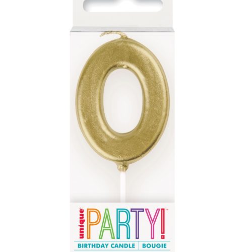 Mini Gold Number Pick Candle - 0