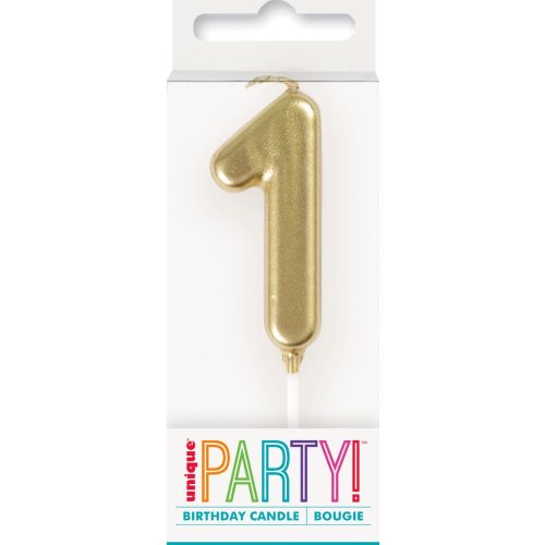 Mini Gold Number Pick Candle - 1