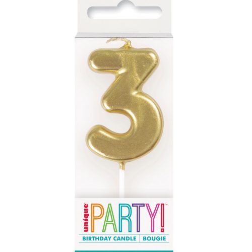 Mini Gold Number Pick Candle - 3
