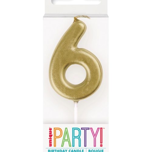 Mini Gold Number Pick Candle - 6