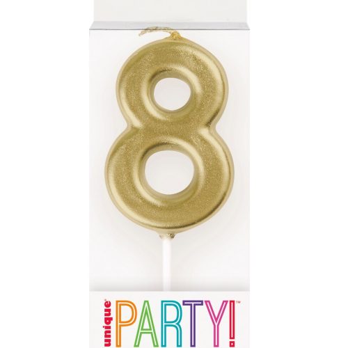 Mini Gold Number Pick Candle - 8