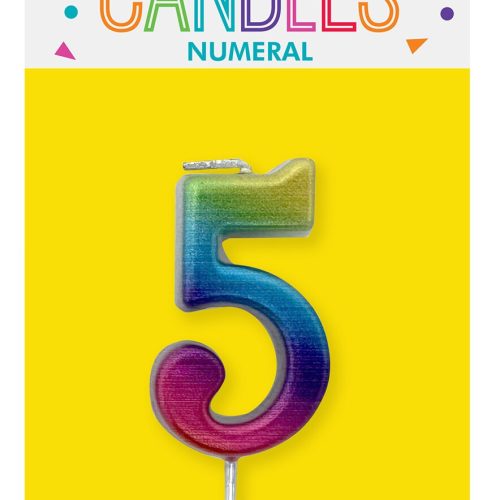 Mini Rainbow Number Pick Candle - 5