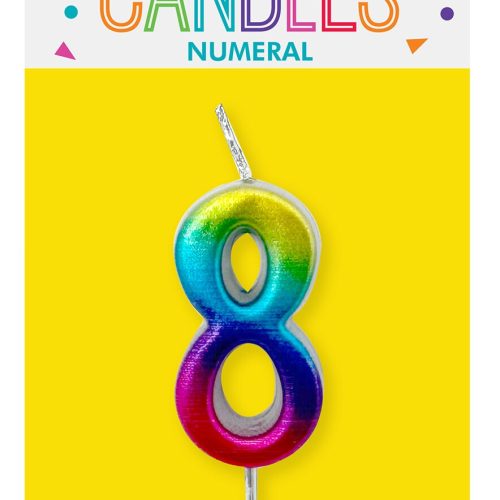 Mini Rainbow Number Pick Candle - 8