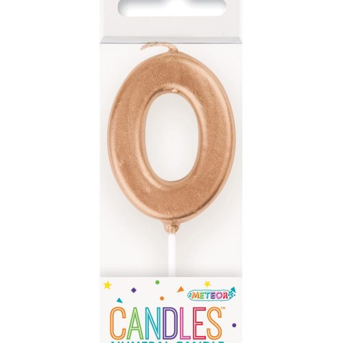 Mini Rose Gold Number Pick Candle - 0