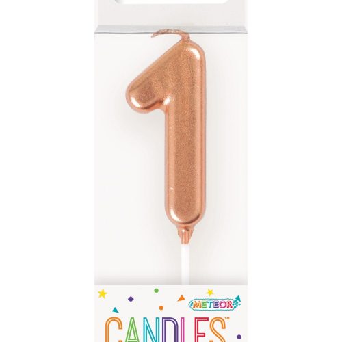 Mini Rose Gold Number Pick Candle - 1