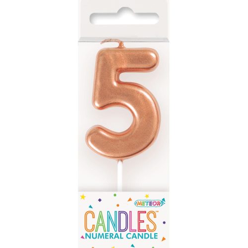 Mini Rose Gold Number Pick Candle - 5
