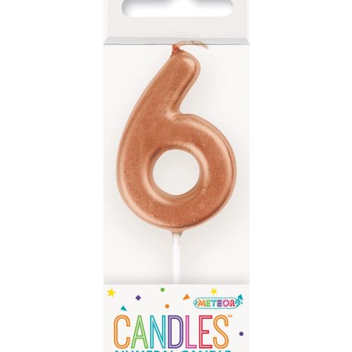 Mini Rose Gold Number Pick Candle - 6