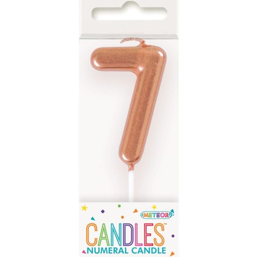 Mini Rose Gold Number Pick Candle - 7