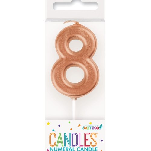 Mini Rose Gold Number Pick Candle - 8
