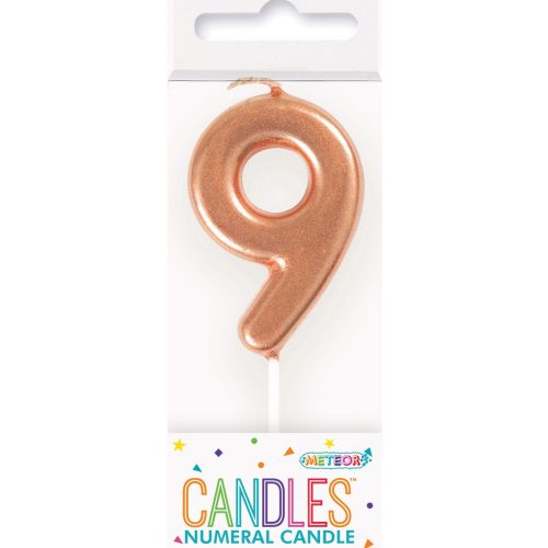 Mini Rose Gold Number Pick Candle - 9