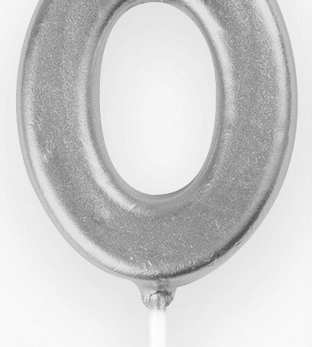 Mini Silver Number Pick Candle - 0
