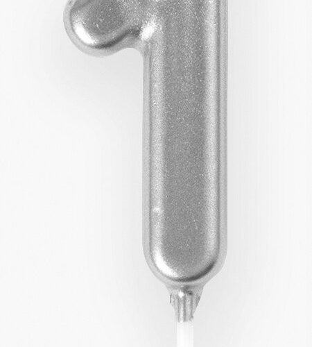 Mini Silver Number Pick Candle - 1