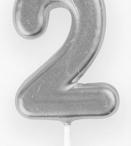 Mini Silver Number Pick Candle - 2