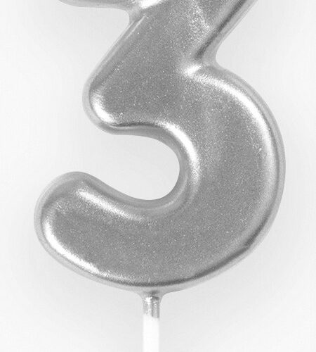 Mini Silver Number Pick Candle - 3