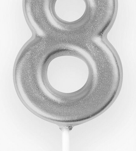 Mini Silver Number Pick Candle - 8