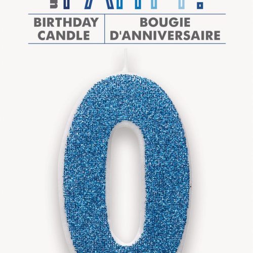 Number Candle 0 - Glitter Blue