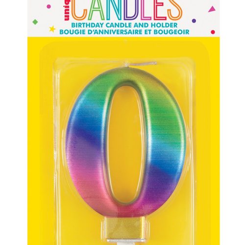 Number Candle 0 - Metallic Rainbow