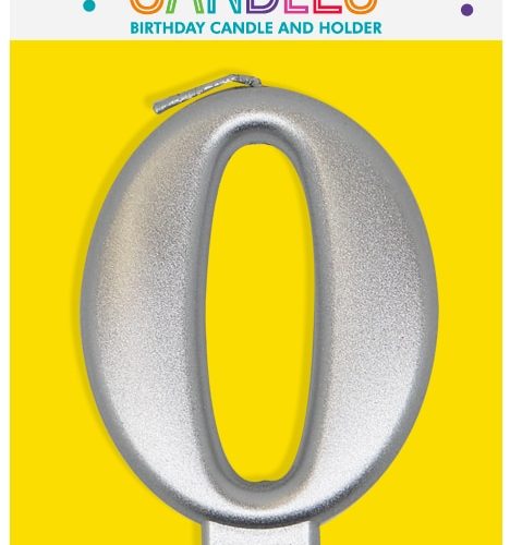 Number Candle 0 - Metallic Silver
