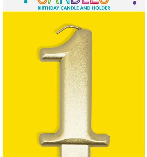 Number Candle 1 - Metallic Gold
