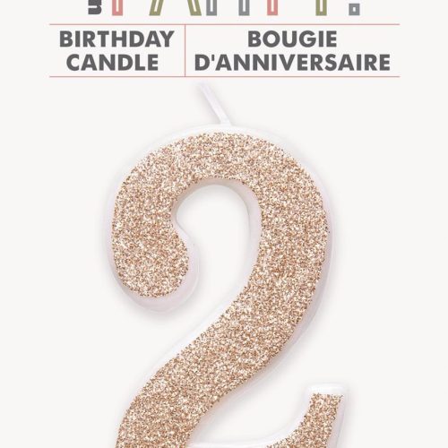 Number Candle 2 - Glitter Rose Gold