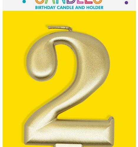 Number Candle 2 - Metallic Gold