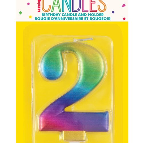Number Candle 2 - Metallic Rainbow