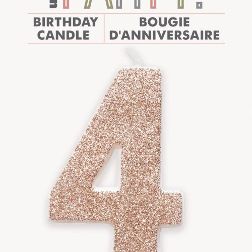 Number Candle 4 - Glitter Rose Gold