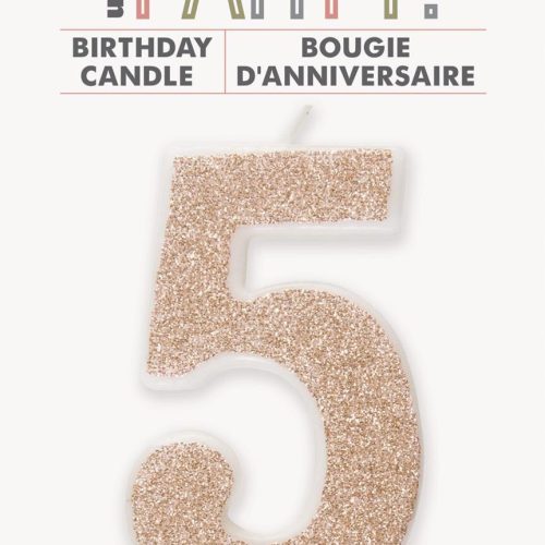 Number Candle 5 - Glitter Rose Gold