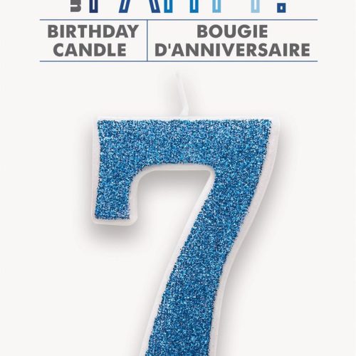 Number Candle 7 - Glitter Blue