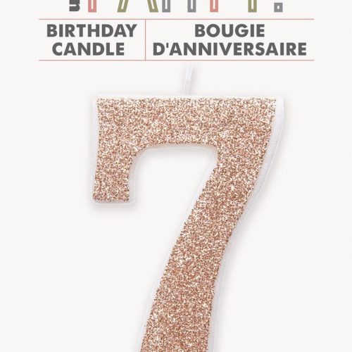 Number Candle 7 - Glitter Rose Gold