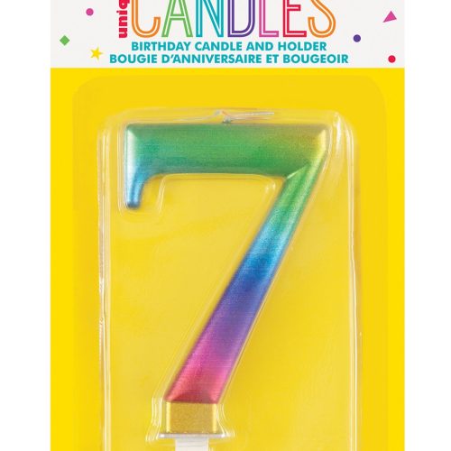 Number Candle 7 - Metallic Rainbow