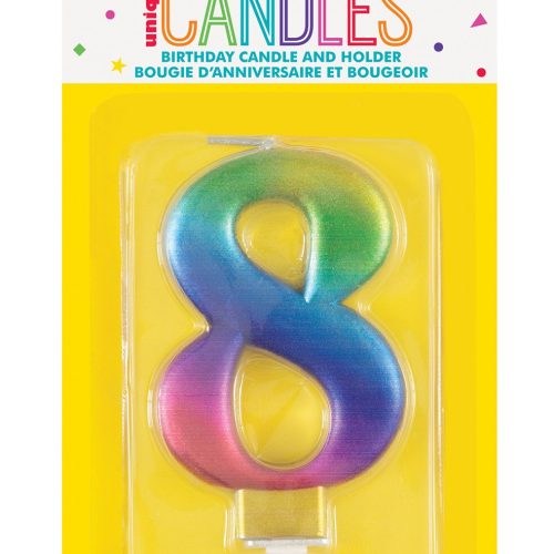 Number Candle 8 - Metallic Rainbow