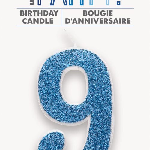 Number Candle 9 - Glitter Blue