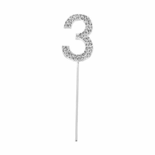 Party Maker Silver Number 3 Cake Topper