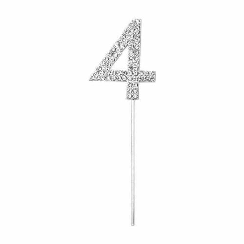 Party Maker Silver Number 4 Cake Topper
