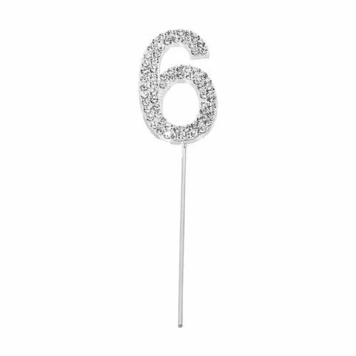 Party Maker Silver Number 6 Cake Topper