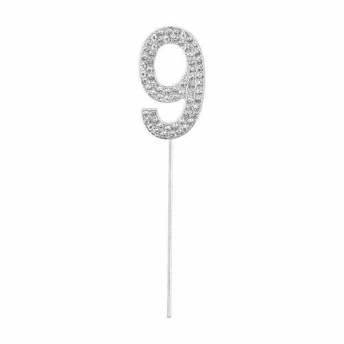 Party Maker Silver Number 9 Cake Topper