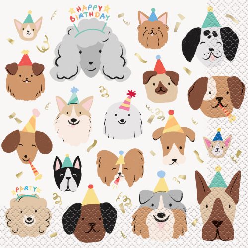 Pawty Animal 16 Foil Stamped Luncheon Napkins 2-ply 33cm x 33cm