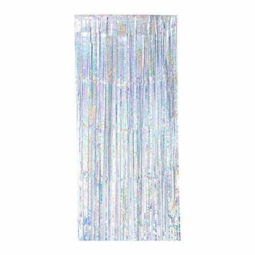Party Maker Holographic Silver Foil Fringe Curtain – 100cm x 200cm