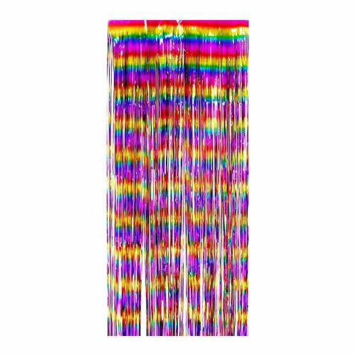 Party Maker Rainbow Foil Fringe Curtain – 90cm x 200cm