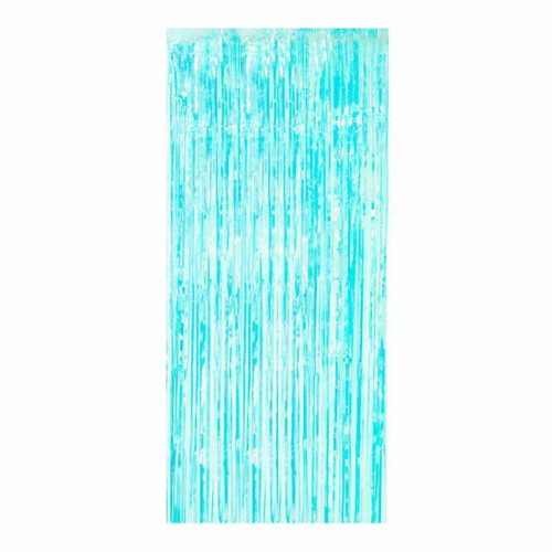 Party Maker Iridescent Blue Foil Fringe Curtain – 90cm x 200cm