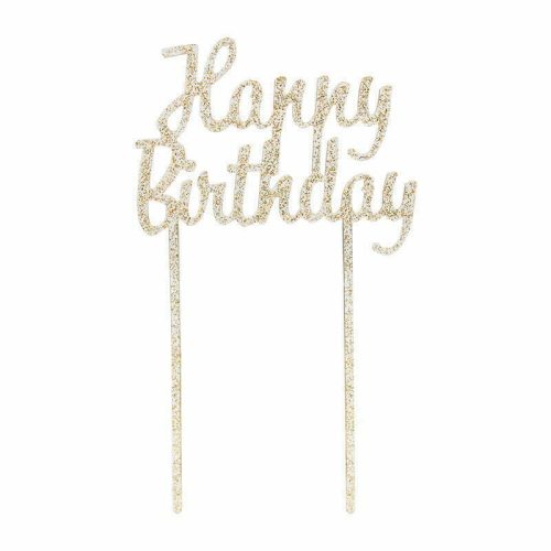 Party Maker Gold Happy Birthday Acrylic Cake Topper – 19cm x 11cm