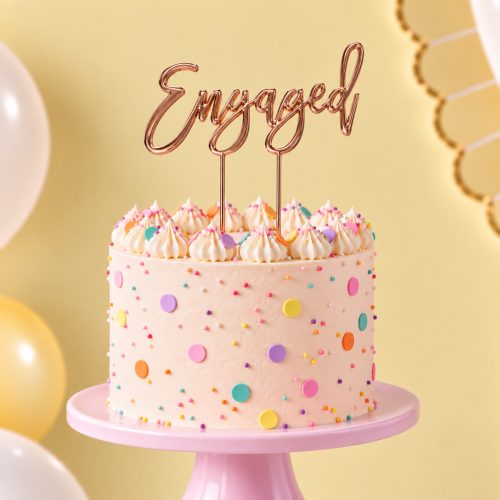 Rose Gold Engaged Cake Topper