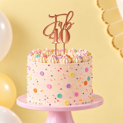 Rose Gold Fab 40 Cake Topper