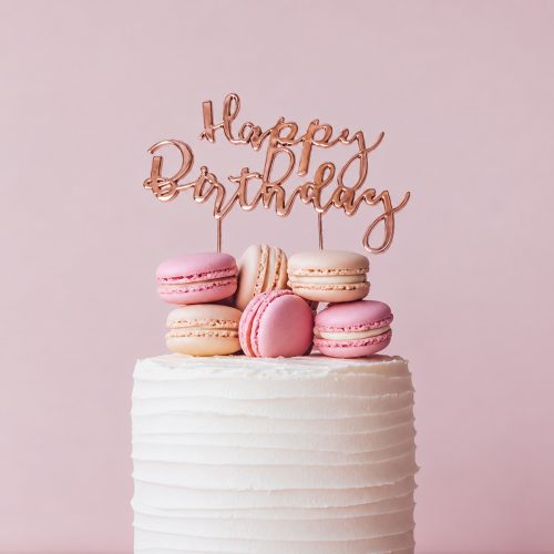 Rose Gold Happy Birthday Cake Topper