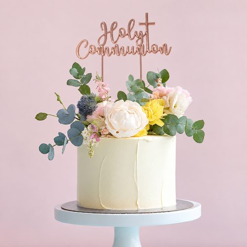 Rose Gold Holy Communion Cake Topper
