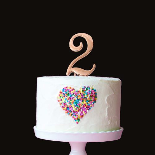 Rose Gold Number 2 Cake Topper – 7cm Range
