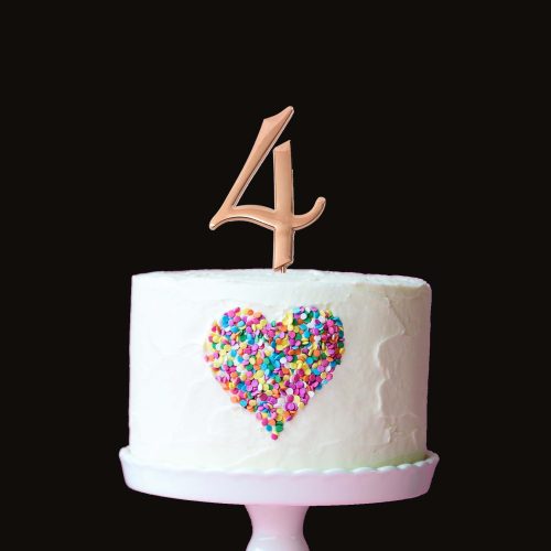 Rose Gold Number 4 Cake Topper – 7cm Range