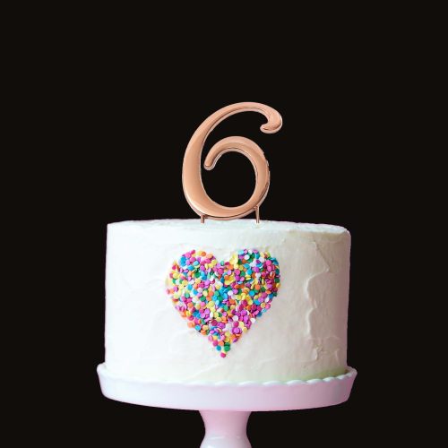 Rose Gold Number 6 Cake Topper – 7cm Range