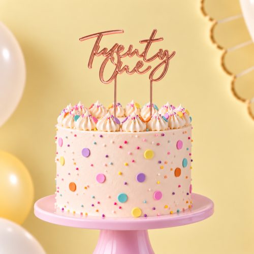 Rose Gold Twenty One Cake Topper